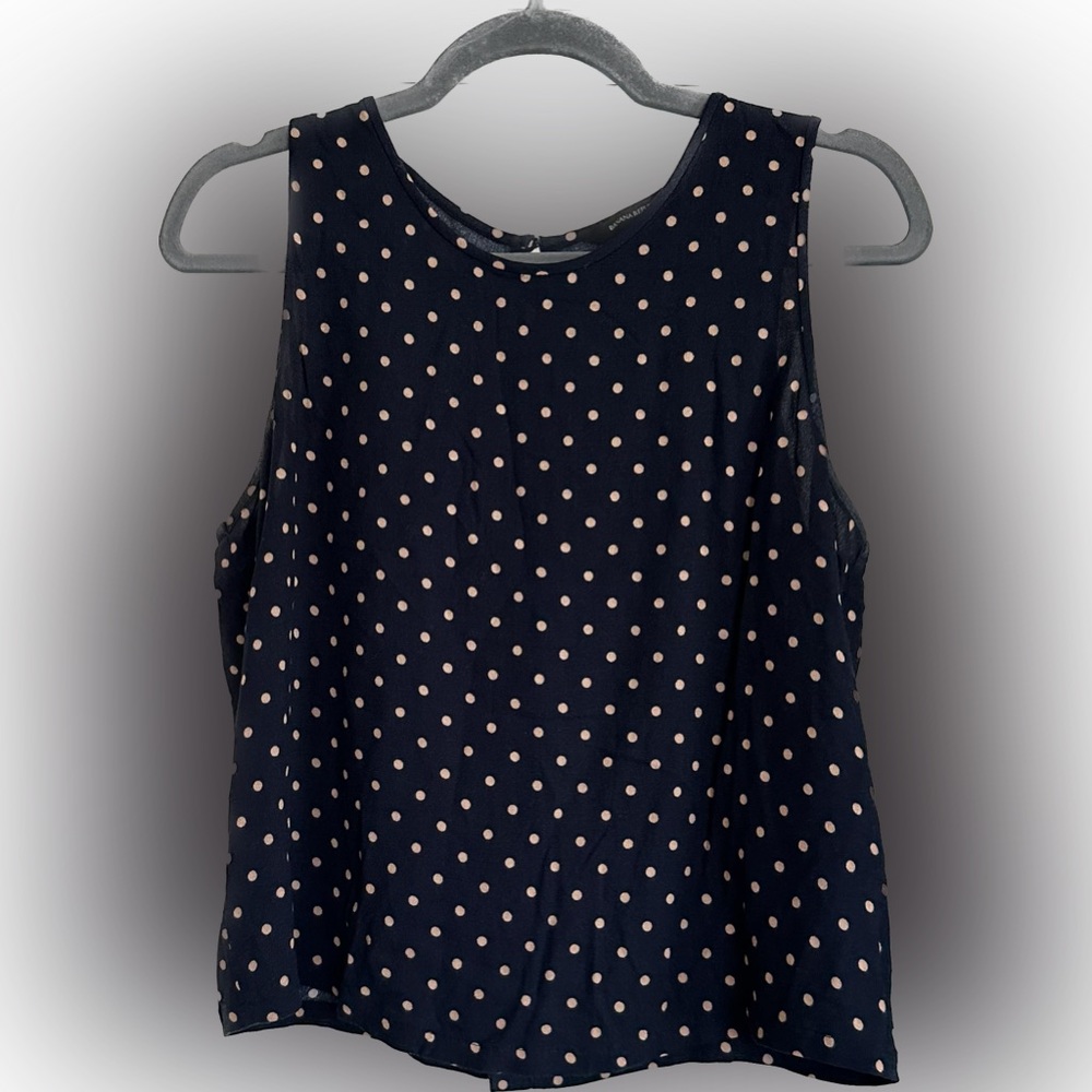 Banana Republic Navy Blue Polka Dot Top